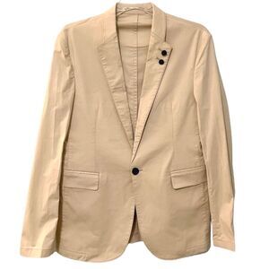 Mind Bridge Men's Korean Classy Compact Yarn Preppy Blazer Jacket Cream 36R